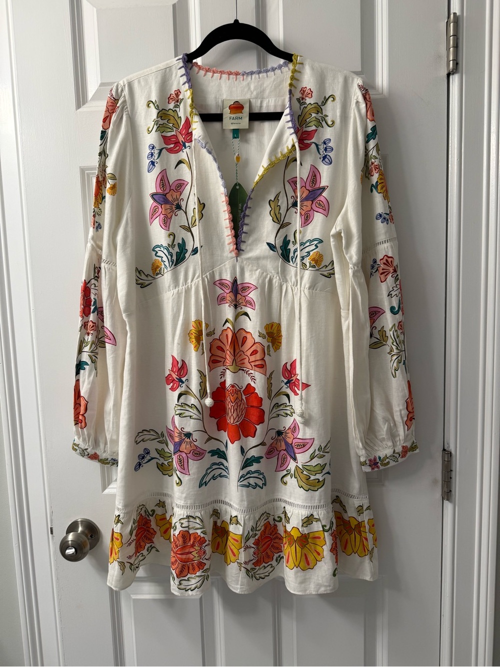 NWT Farm Rio Floral Insects Off White Mini Dress - Picture 6 of 13